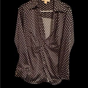 Michael Kors Black and White Polka Dot Blouse